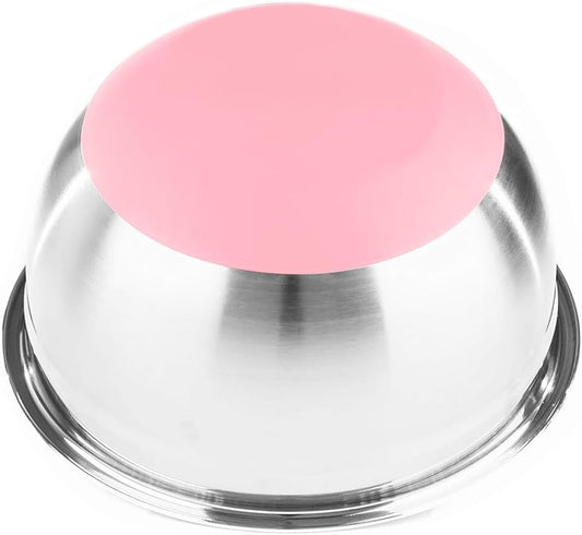Stainless Steel Mixing Bowls with Lids and Non Slip Bases (Set of 3, Pink)