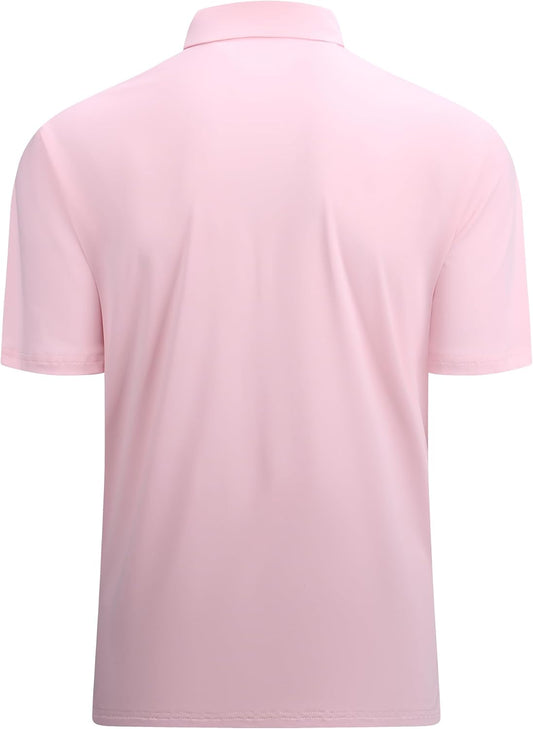 Alex Vando Mens Golf Shirt Moisture Wicking Quick-Dry Solid Short Sleeve Polo Shirts for Men