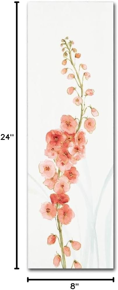 Wrapped Canvas Wall Art - Lisa Audit 'Rainbow Seeds Flowers VII Coral' Wall Art for Living Room, Bedroom, or Office Décor - 8x24