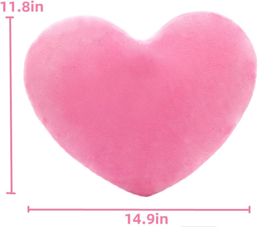S_SSOY Plush Pillow Heart Shape Cushion Fluffy Throw Pillows Decorative Back Cushions for Friends Valentine's Day (Light Pink)