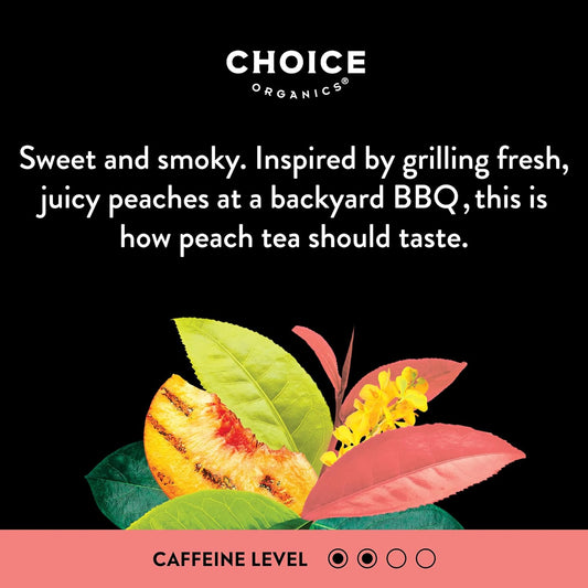 Organic Picnic Peach Tea (6 Pack) - Rainforest Alliance - Contains Caffeine - 96 Organic Black Tea Bags