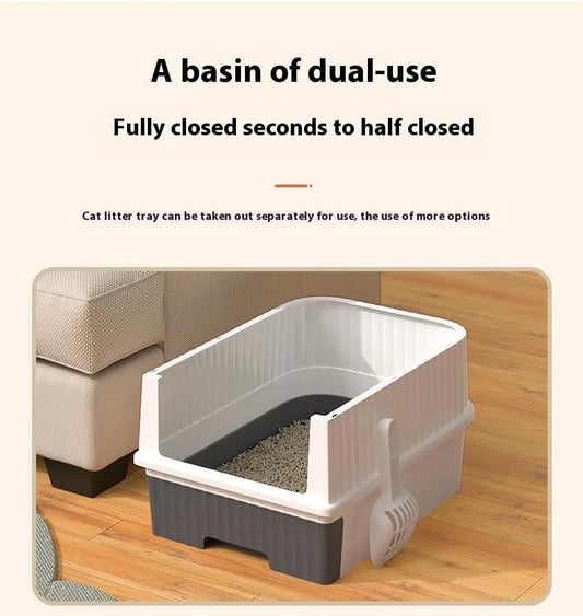 Cat Litter Box, Fully Enclosed, Odorless, Capacity Premium Cat (BY-4202) (Pink)