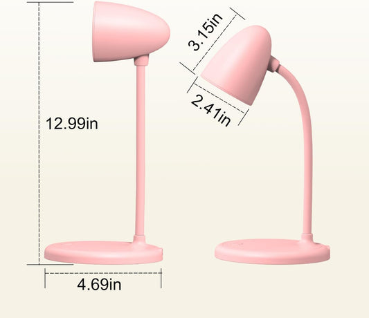 LED Desk Lamp for Home Office,3 Light Colors, Table Lamp,Dimmable Reading Light for Bedside Small Desk Lamp for College Dorm Room,Bedroom Desk Light Pink
