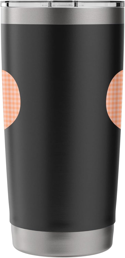 Cute Pastel Coral Peach Plaid Gingham Checkered Pattern Stainless Steel Insulated Tumbler