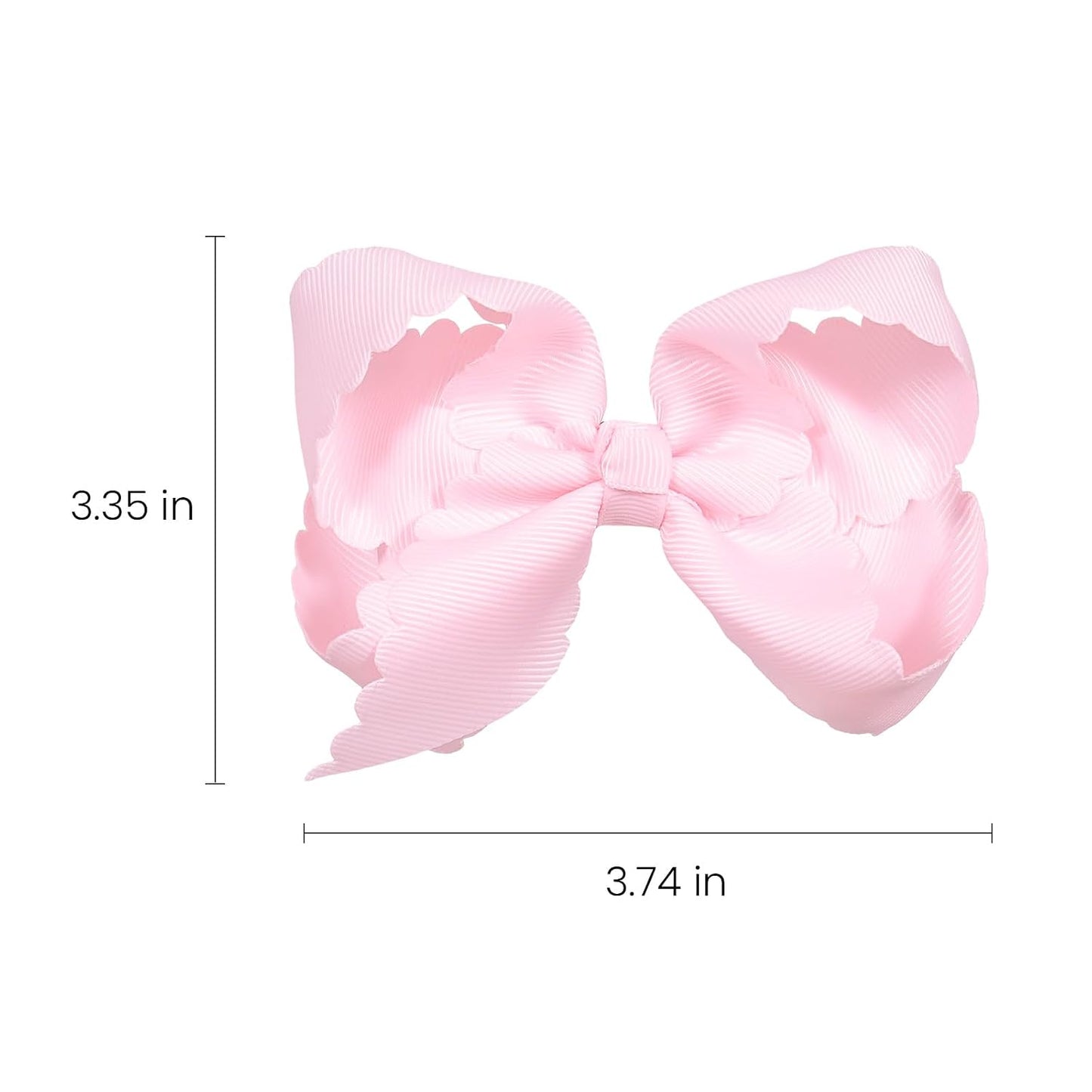 Pink Grosgrain Ribbon Hair Bow with Scalloped Edges for Girls,4" Handmade Everyday Dressy Hair Bow Clips Valentines Wedding Birthday Dress Accessories Gift for Toddlers Teens Women