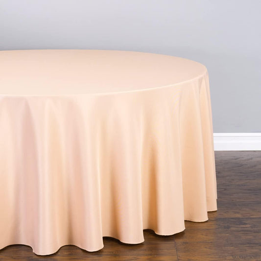 Linenlanding 108" Inch Round Polyester Tablecloths for Circular Table Cover for Wedding, Buffet Table, Parties, Holiday Dinner (1, Peach)