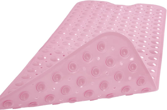 Bathtub and Shower Mats, Extra Long Non-Slip Bath Tub Mat 39 x 16 Inch, Machine Washable Bathmat with Suction Cups & Drain Holes for Bathroom Floor, Pink