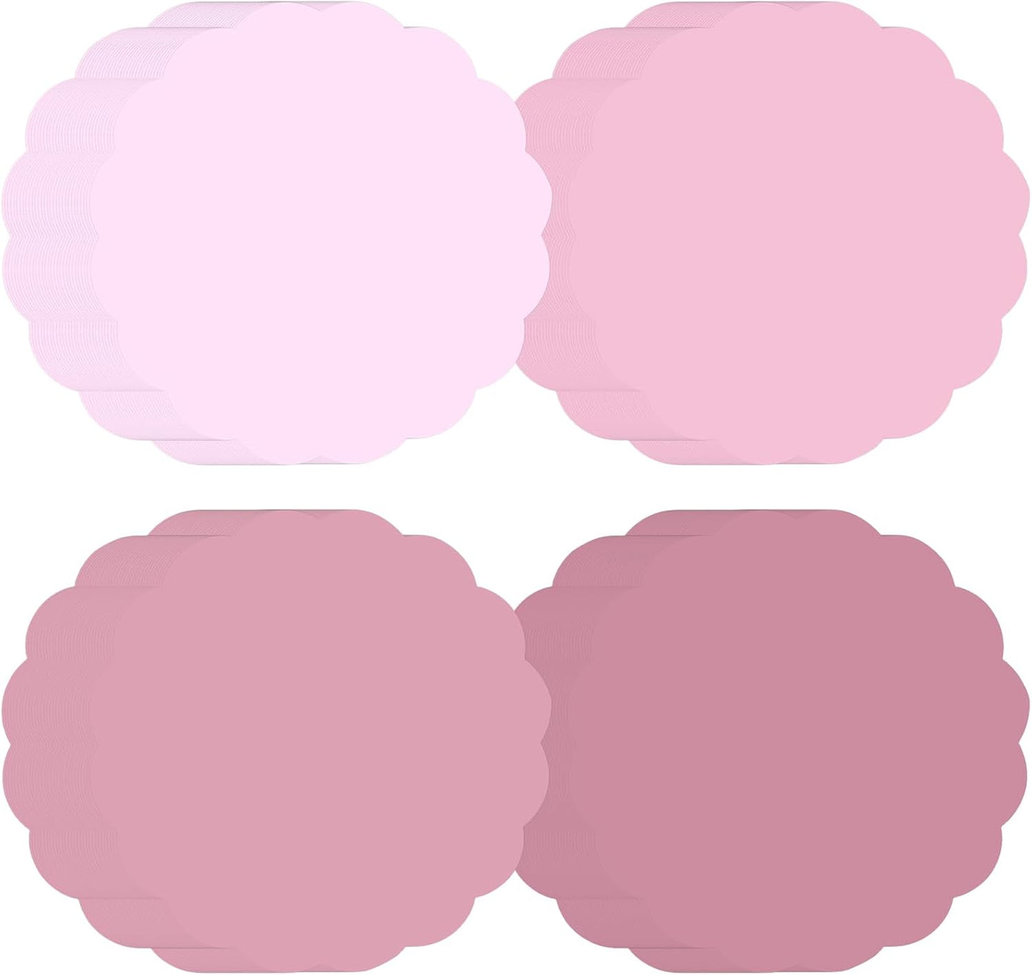 120 Pcs Round Dusty Pink Paper Placemats 13.5 Inch Scalloped Disposable Place Mats Doilies Table Place Mats Tea Party Paper Placemats for Valentine Birthday Wedding Banquet Party
