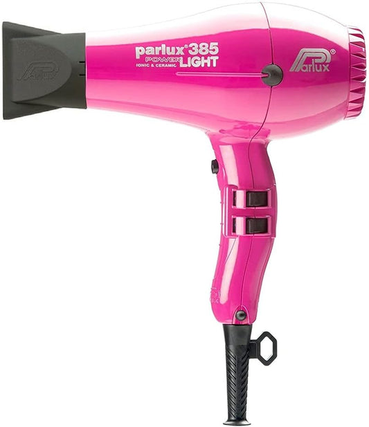 Parlux 385 Powerlight Ionic and Ceramic Pink Hair Dryer with Miracle Large Detangling Brush Mint Green – Lightweight Blow Dryer and Dual Bristle Brush for Smooth, Frizz-Free Hair