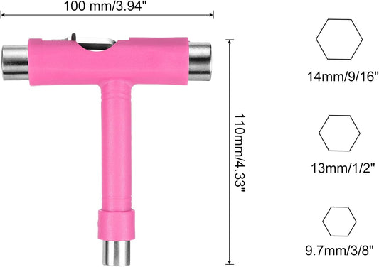 PATIKIL All-in-One Skate Tool, Multi-Function Portable Skateboard Tool T Tool Wrench with L-Type Cross Head Screwdriver