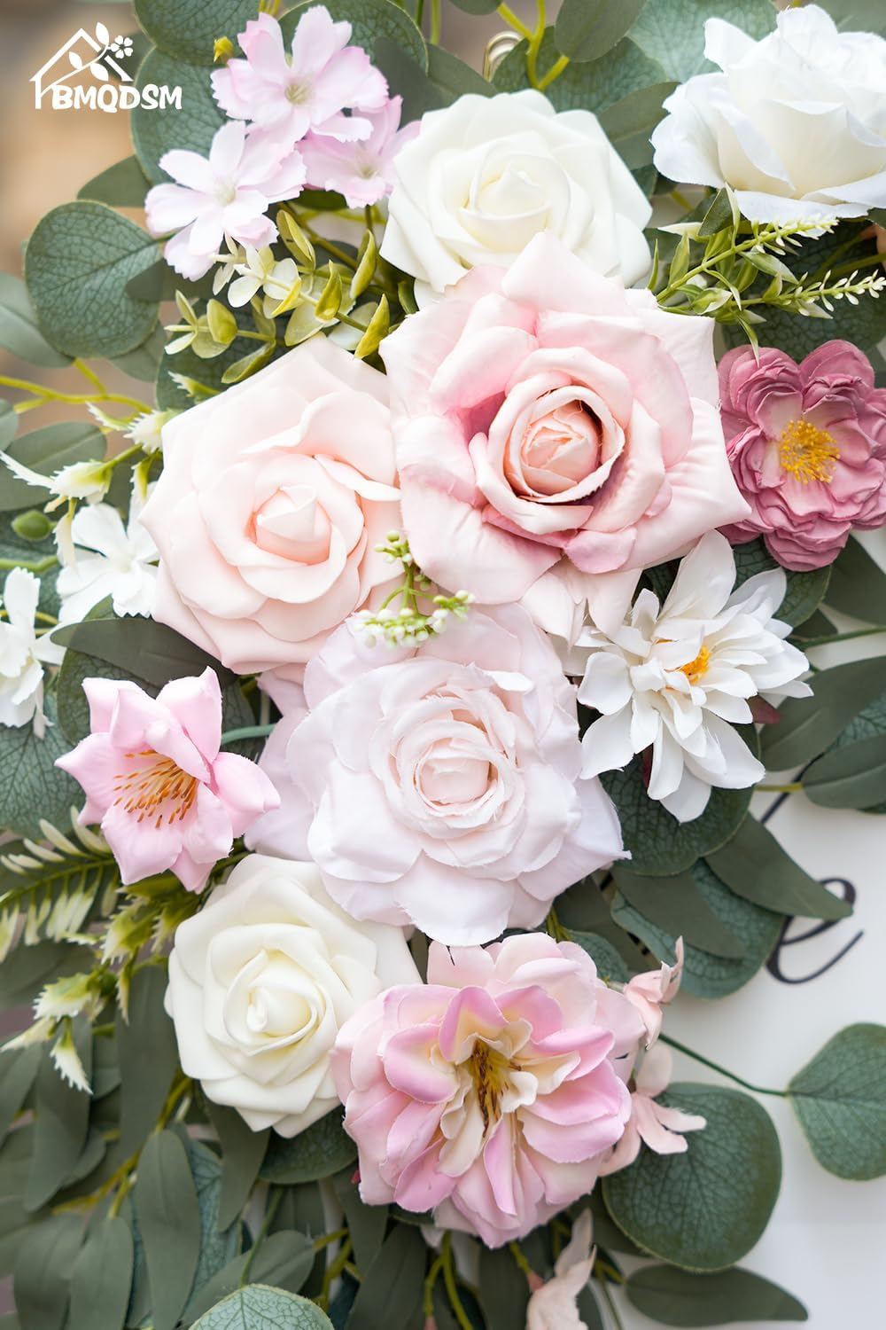 Wedding Welcome Signs Floral(Pack of 2),Wedding Arch Flowers for Wedding Decorations and Reception Backdrop Decoration (New Pink)