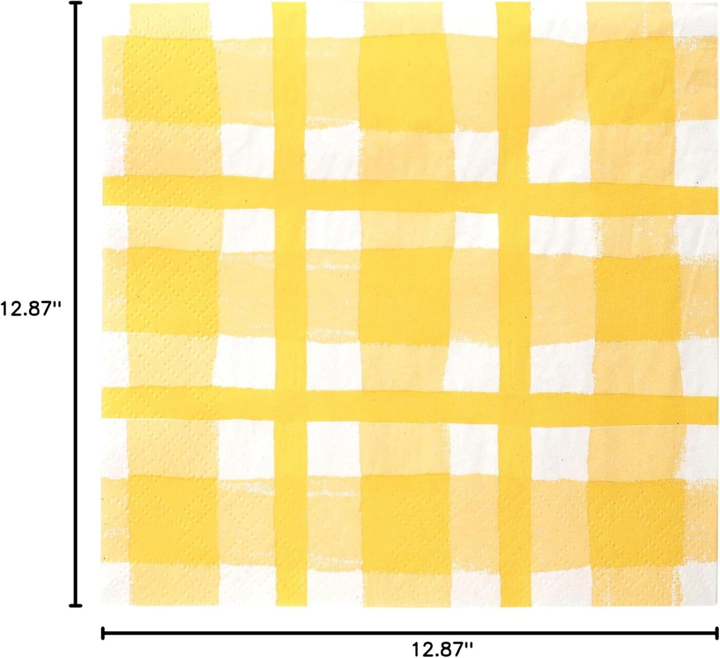 Talking Tables 20 x Yellow Gingham Disposable Napkins, Recycled Checkered Paper Serviettes for Picnics & Al Fresco Summer Dining Eco-Friendly for Birthday Easter, Weddings, BBQ, Decoupage 3ply 33cm