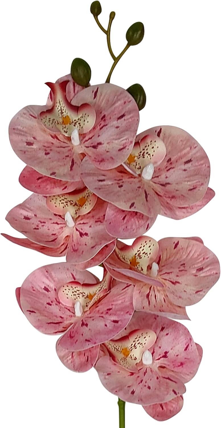 10 Pack Tickled Pink Orchid Artificial Flowers Real Touch, 27'' Artificial Fake Faux Silk Orchid Stem Bouquets for Wedding Party Home Garden Decor (excluding the vase)