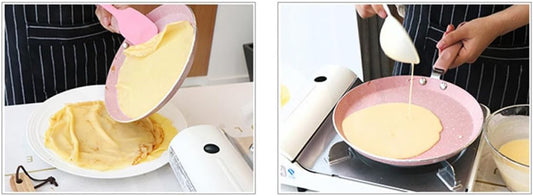 Pink Aluminum Nonstick Omelet Pan, Flat Bottom Frying Pan for Home Cooking