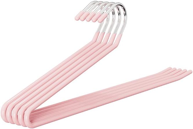 Space Saving Pants Hangers 10 Pack – Non Slip Pants Hangers for Jeans & Trousers, Heavy Duty Metal Clothes Hangers for Pants, Closet Organizer for Home (Pink)