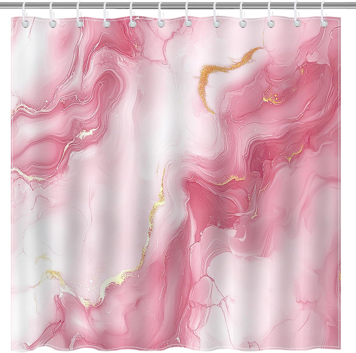 Pink Marble Shower Curtain Abstract Modern Luxury Marble Bathroom Shower Curtain Pink Marble Waterproof Fabric Shower Curtains Bathtub Decor with 12 Hooks 72 X 72 Inch (Pink)