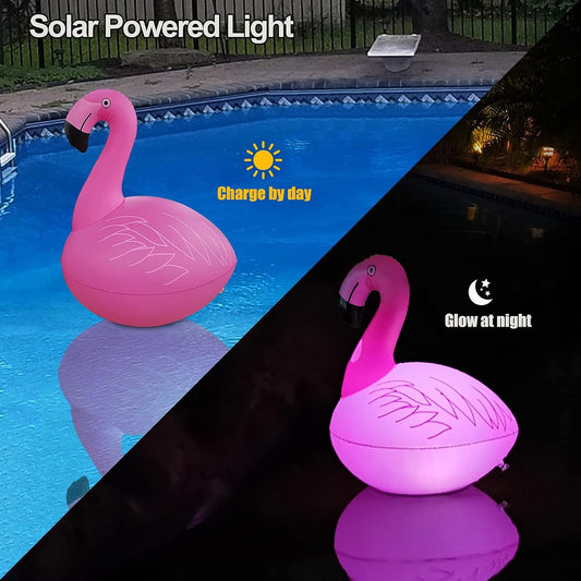 c ootway Floating Pool Lights Pack of 2, Solar Flamingo Pool Lights Waterproof, Glow in The Dark Solar Floating Pool Lights, Inflatable Floating Lights for Pool Wedding Party Decorations