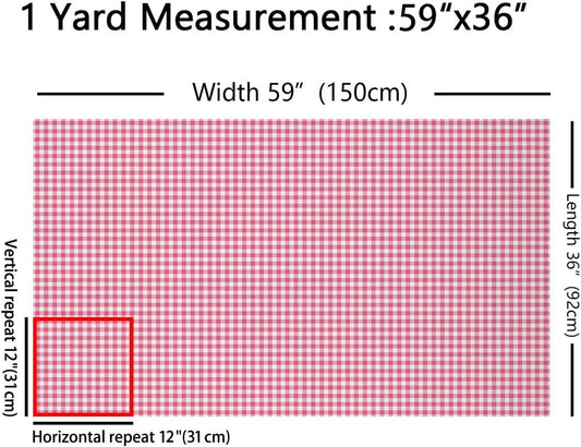 Checkered Simple Style Fabric by The Yard,Pink and White Classic Gingham Buffalo Plaid Sewing Supplies,Geometric Grid Art Print DIY Soft Polyester No Stretch 1 Yard,36" L x 59" W