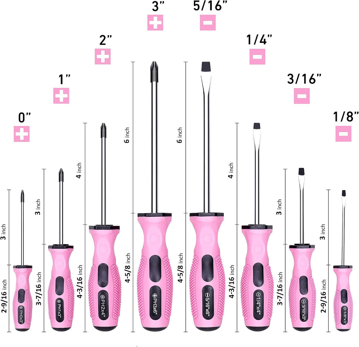 8-Piece Pink Magnetic Screwdrivers Set