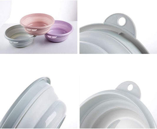 Jkhome Collapsible Wash Basin Folding Dishpan Dish Bowl Washing Tub Set of 1 (Pink - Size Small)