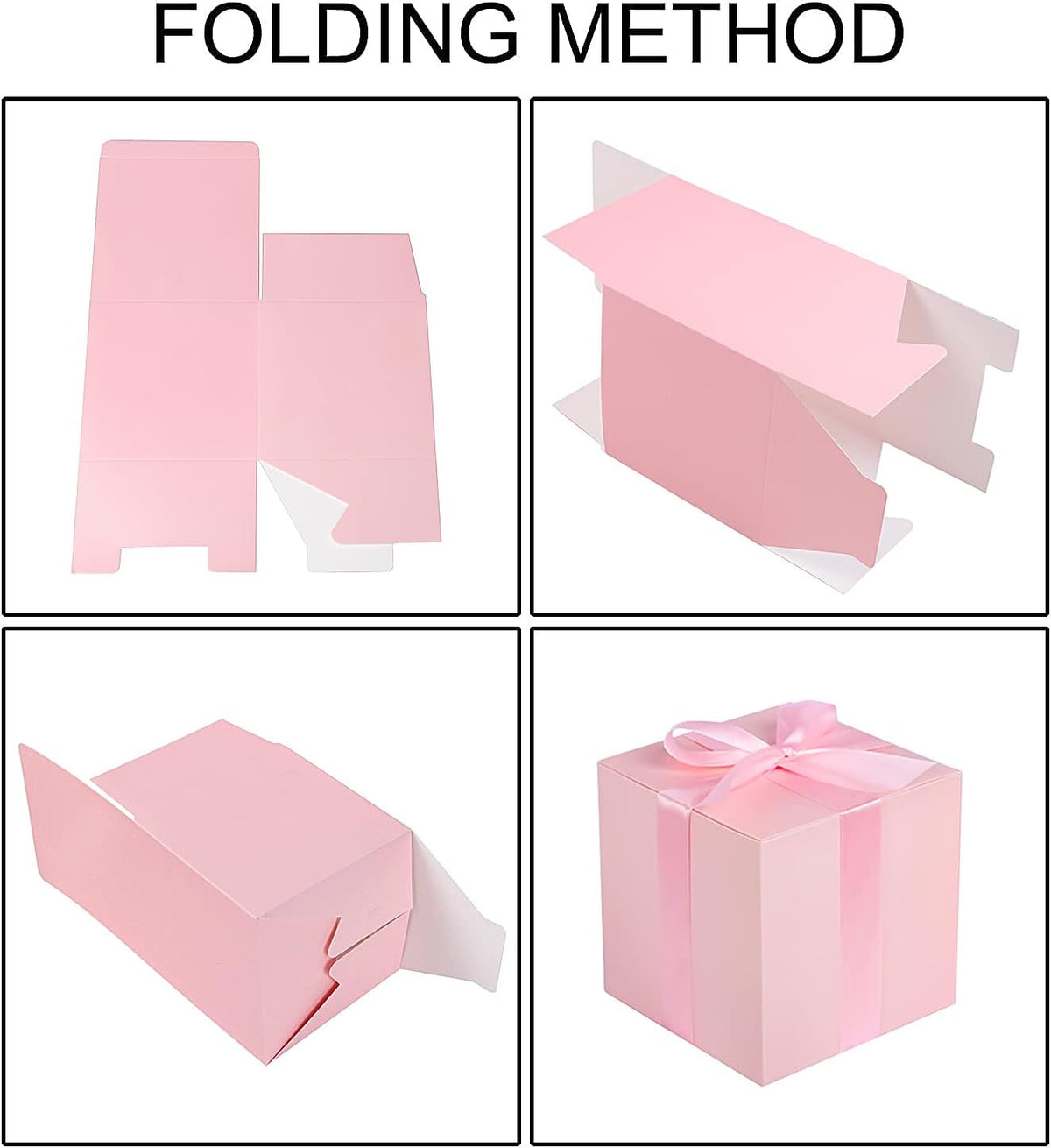 Small Gift Boxes 25 Pack 6x6x6 in Pink Gift Box with Ribbons