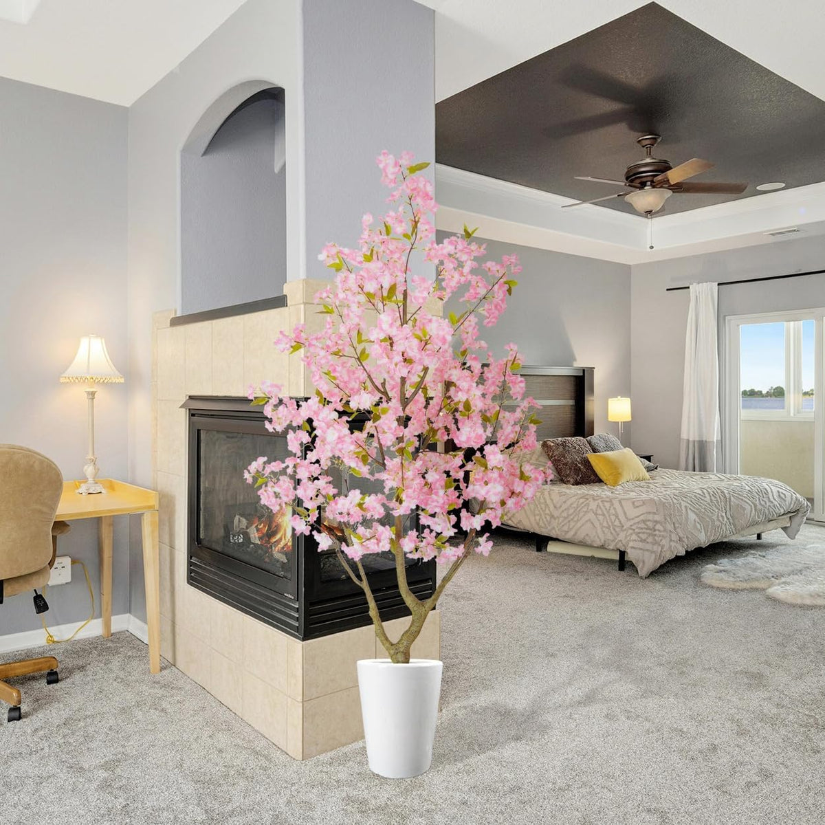 Artificial Cherry Blossom Tree 6ft Sakura with White Planter