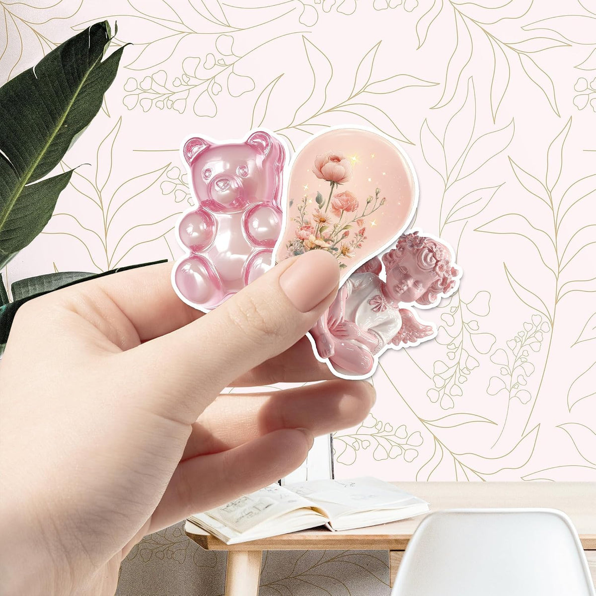 50 Pcs Coquette Stickers Cute Pink Aesthetic Sticker Waterproof Pastel Cute Bow Decals Water Bottle Laptop Journal Planner Scrapbook Phone Guitar Luggage Cup Gifts for Women Teens Girls