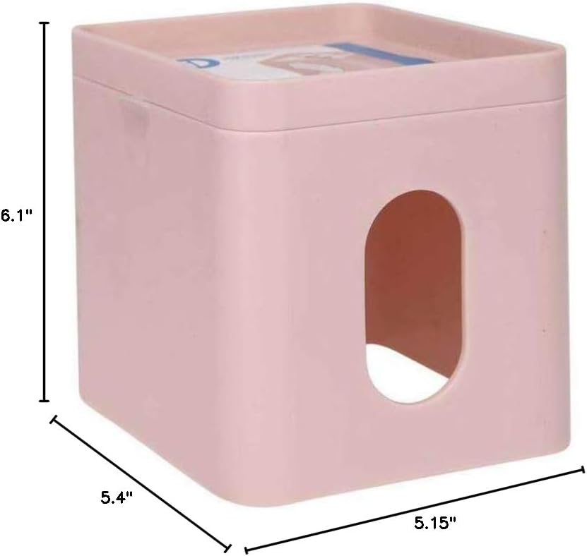 Facial Tissue Box Cover for Bathroom and Vanity Countertops, 6.1" x 5.15" x 5.4", The Cade Collection, Blush
