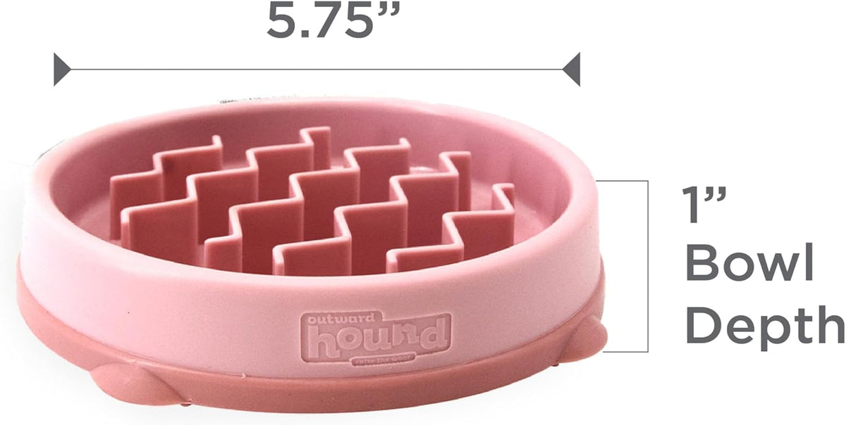 Fun Feeder Slo Bowl Dog Slow Feeder, Wave, Pink, 5.8"