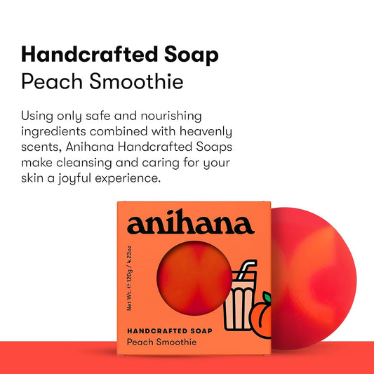 Handcrafted Soap 3 Pack with Coconut Oil, Gentle Cleansing Paraben Free Cruelty Free Refreshing Peach Smoothie Scent 4.23 oz each