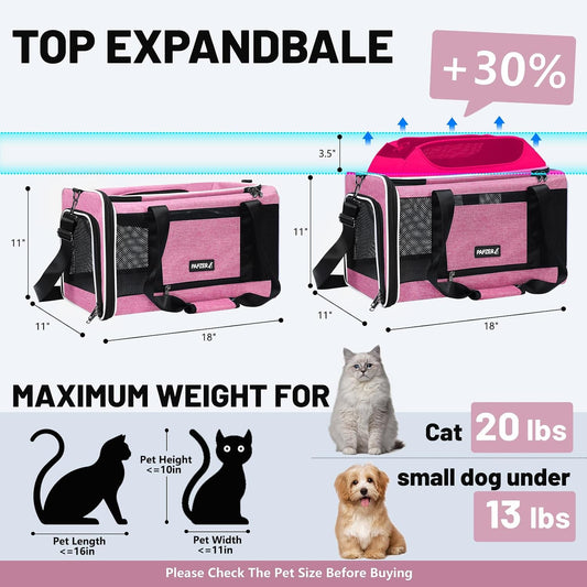 Top-Expandable Cat Carrier 18x11x11, United Delta American Airline Approved