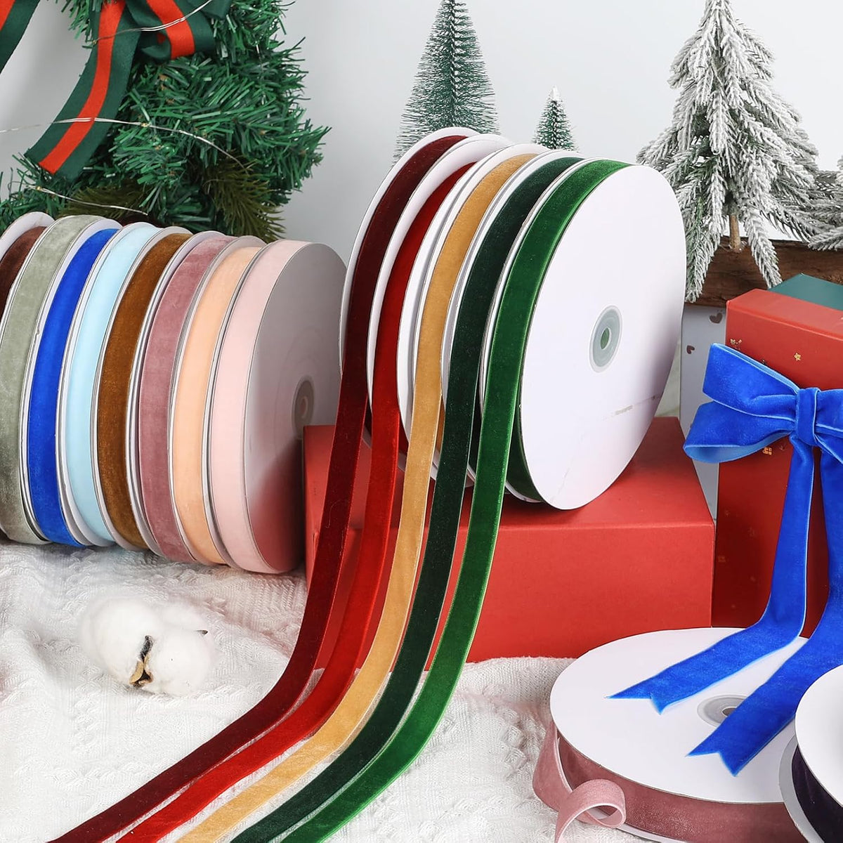 Peach Velvet Ribbon 5/8" x 20Yd,Great for Gift Wrapping,Hair Bows Making, Wreaths,Wedding and Christmas Party Decoration(Peach 5/8")