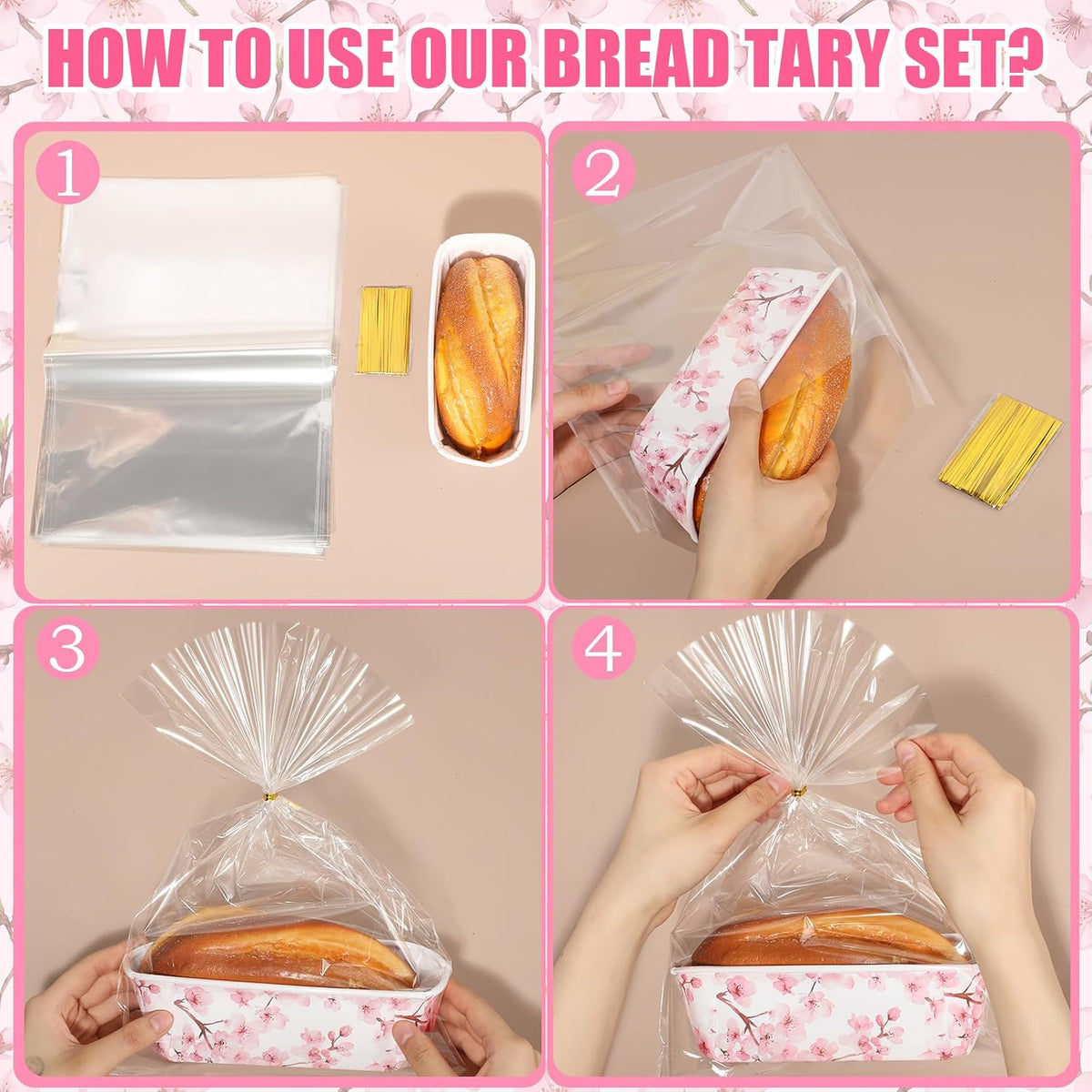 50 Set Fall Paper Mini Loaf Pan Disposable, Pink Floral