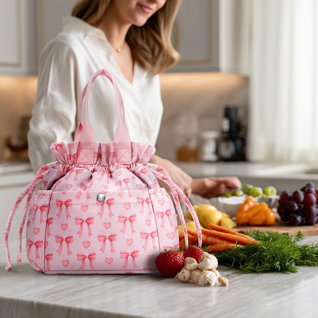 Lunch Bag Women Insulated Lunch Box with Water Bottle Holder