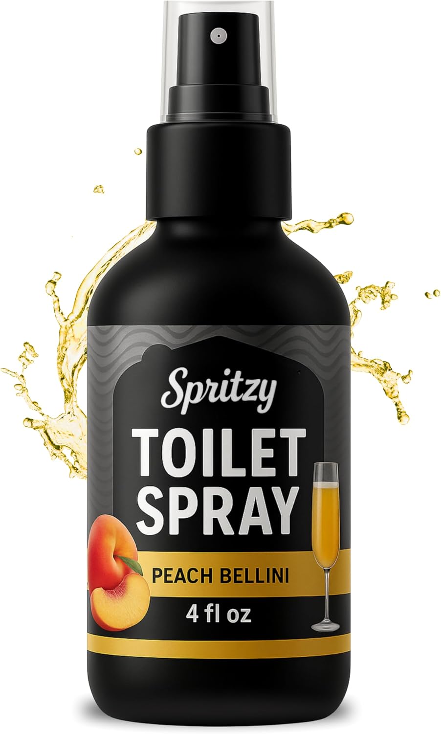 Toilet Spray (4 fl oz) | 600+ Sprays | Poo Spray w/Many Scents – Restroom & Bathroom Odor Eliminator – Essentials for a Fresh, Confident Bathroom (Peach Bellini)