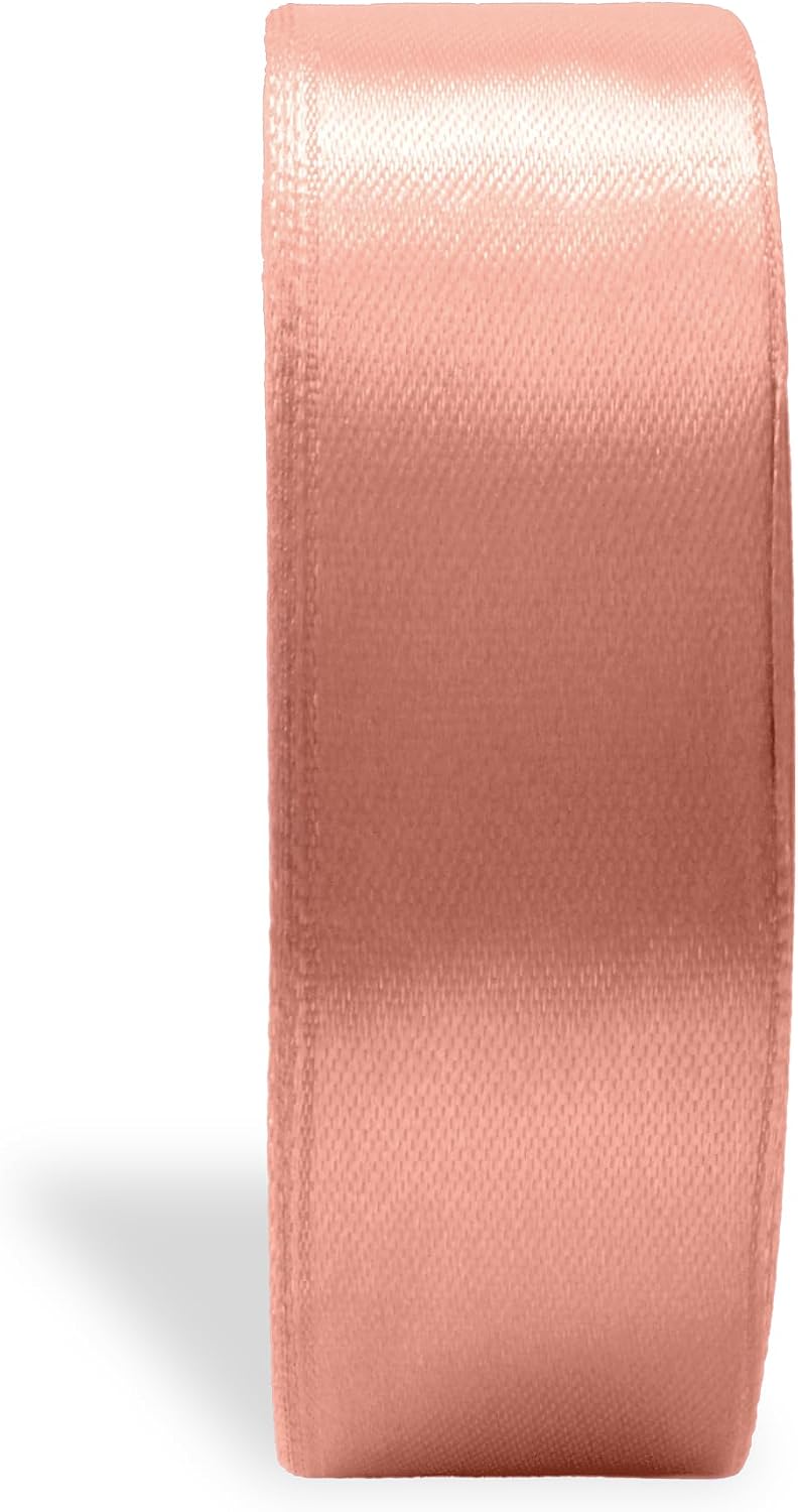 Light Peach Satin Ribbon 1 inch Double Faced Ribbon Peach Satin Solid 25 Yards Roll for Gift Wrapping Hair Bows Summer Wreath Halloween Wedding Party Decoration Garland Handmade Crafting Sewing DIY