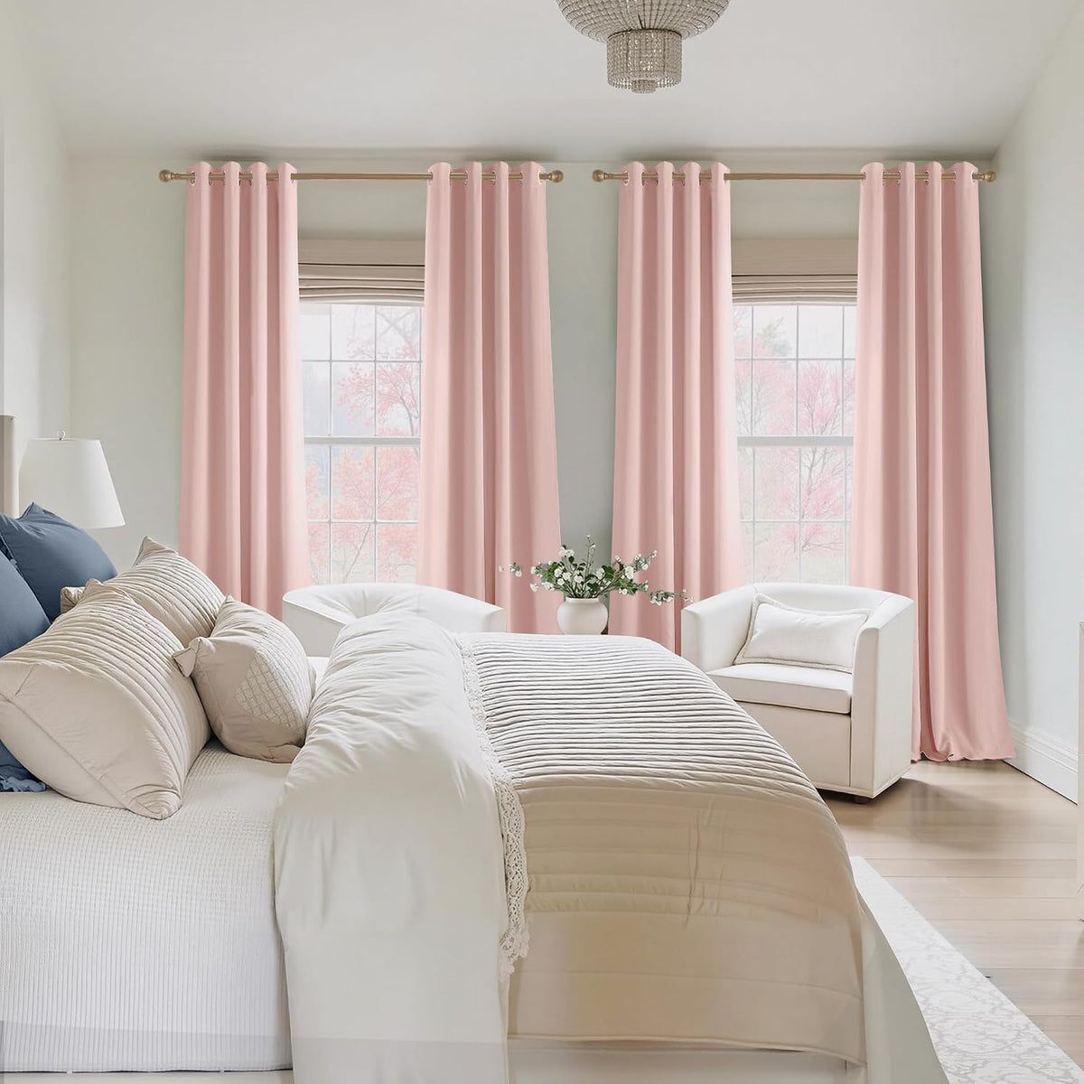 Blush Pink Blackout Curtains 63 Inches Long 2 Panels