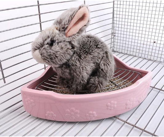 Mikikit Ceramic Pet Toilet Basin Anti-Bite Small Animal Litter Box for Rabbits and Guinea Pigs Easy to Clean and Train 7.87X6.49X2.95In