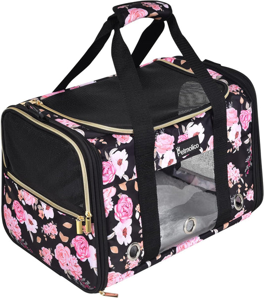 Cat Carrier Soft-Sided Airline Approved, Medium, Pink Peony