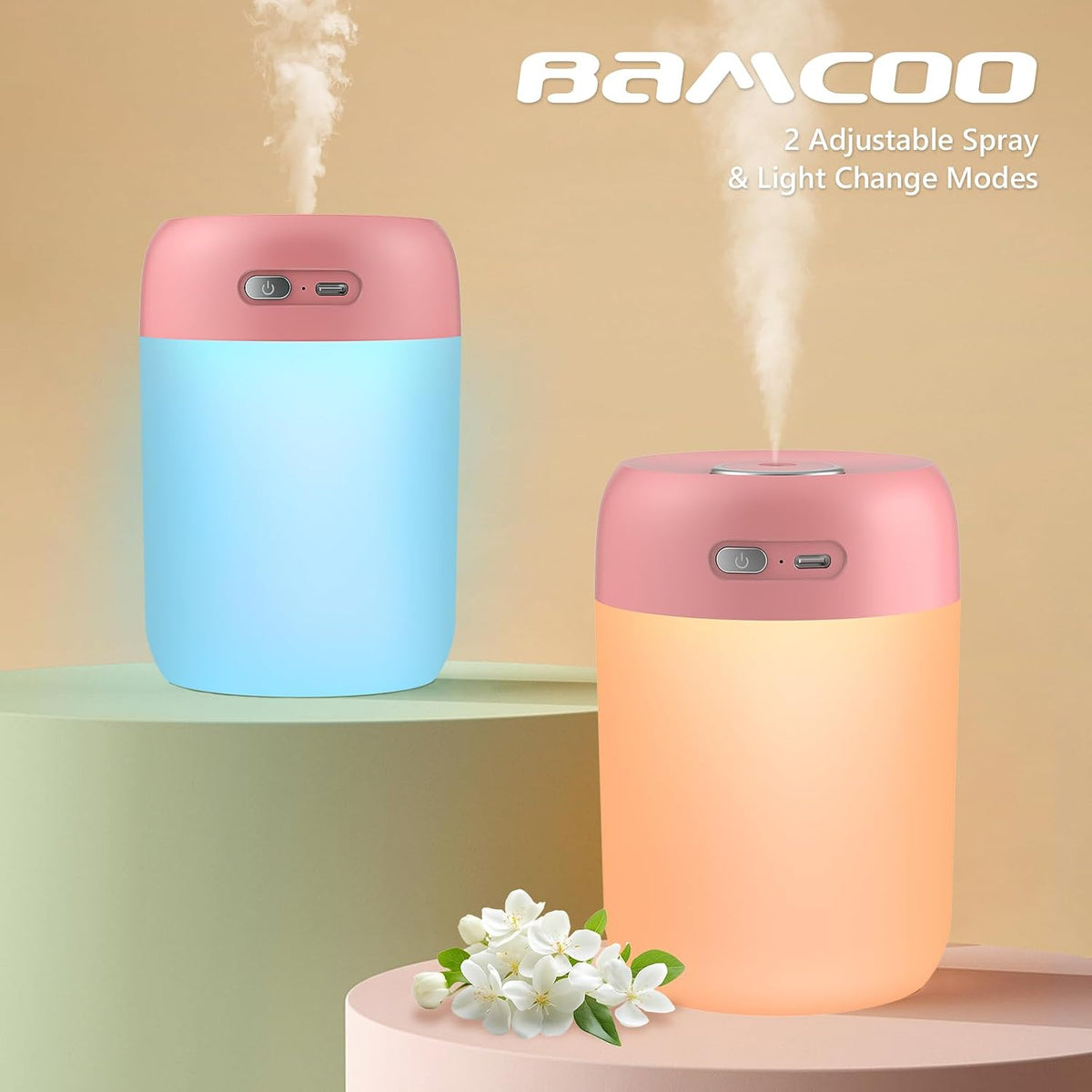 Portable Small Humidifier, 650ml Plant Humidifier, Deep Pink
