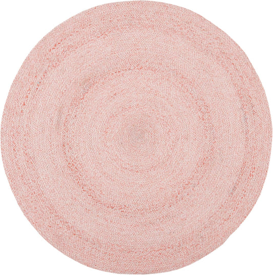 Cape Cod Collection Area Rug - 4' Round, Pink, Handmade Braided, Ideal for High Traffic Areas in Living Room, Bedroom (CAP224U)