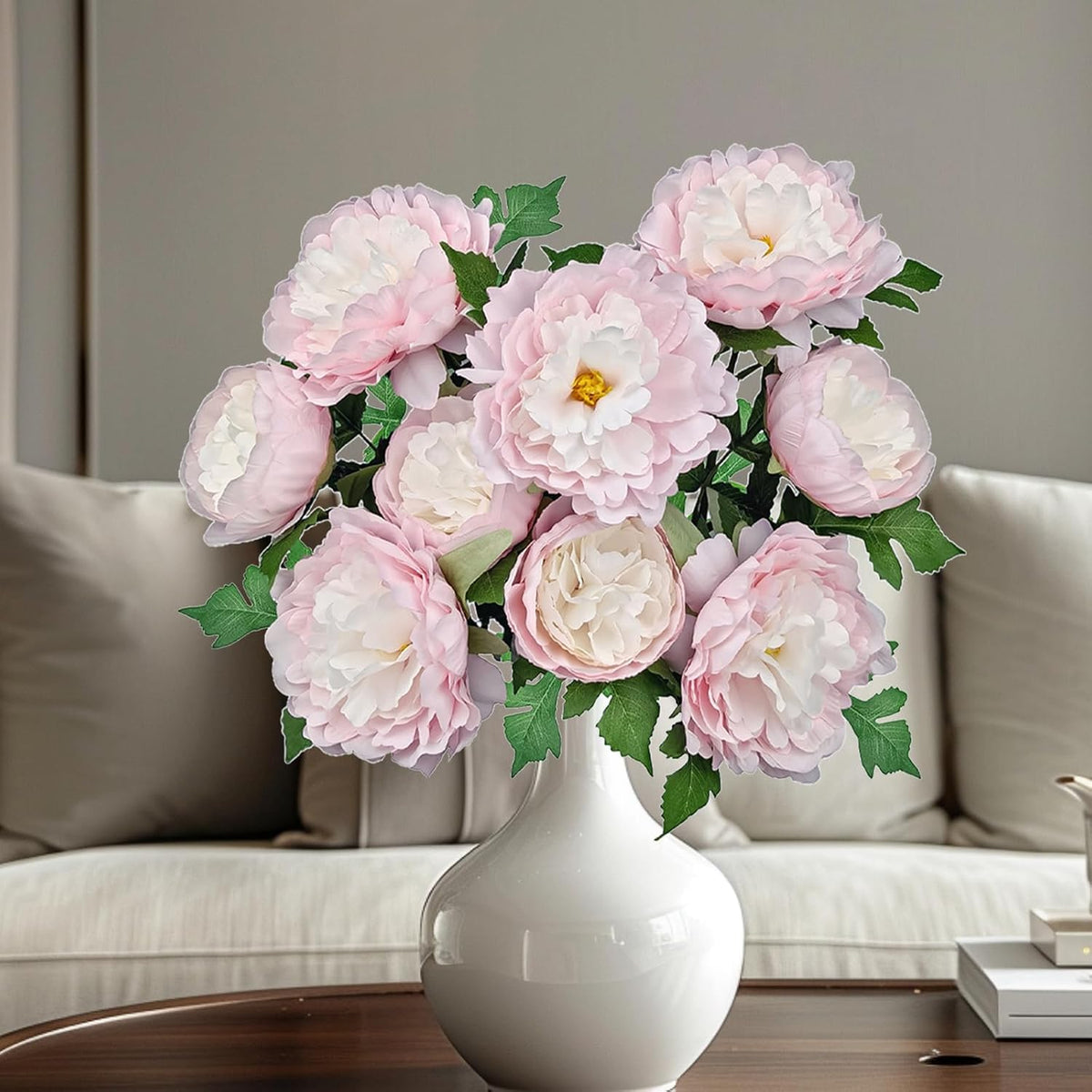 Premium Pink Peonies Artificial Flowers, Fake Silk Peony Flowers with Stems, Faux Florals for Wedding Bridal Bouquets, Floral Arrangements, Table Centerpieces, Home Decorations