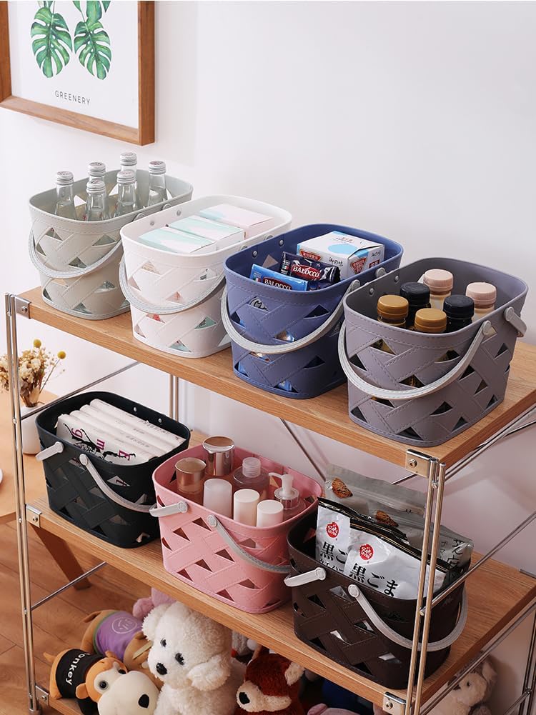 Portable Shower Caddy 2 Pack, Tote Plastic Storage Basket with Handle Shelf Organizers Bin for Bathroom, College Dorm, Kitchen, Garden, Camping, Cleaning Supplies (Pink 1 pcs)