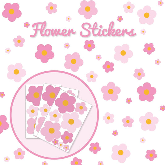 81 Pieces Wall Decal Flower Stickers - Removable Peel & Stick Wall Decals for Kids' Girls Room Decor(Pink)