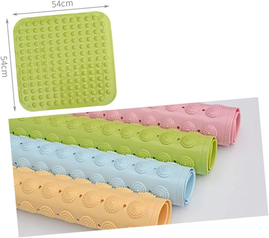 Non-Slip Bath Rug Mat Dots Suction Cups 48x48cm Bath Mat for Shower Pink