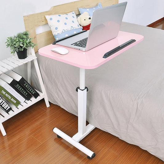 Pink Standing Desk Rolling Adjustable Angle & Height Laptop Desk with Wheels Small Computer Cart Over Bed Table Mobile Laptop Table for Home Office