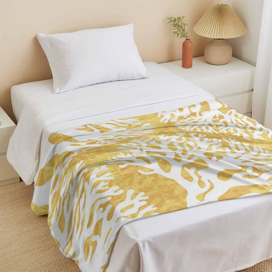 Cooling Blanket for Hot Sleepers, Yellow Coral Coastal Lightweight Breathable Summer Blanket, White Summer Beach Ocean Seaside Double-Side Cool Throw Blankets for Sleeping Travel, 40"x60"