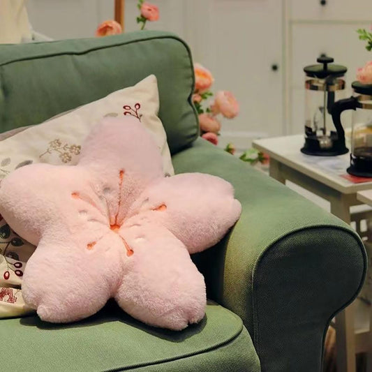 Cherry Blossom Plush Throw Pillow Living Room Sofa Pillow Flower Chair Cushion Throw Pillow (15.74 * 15.74, Pink)