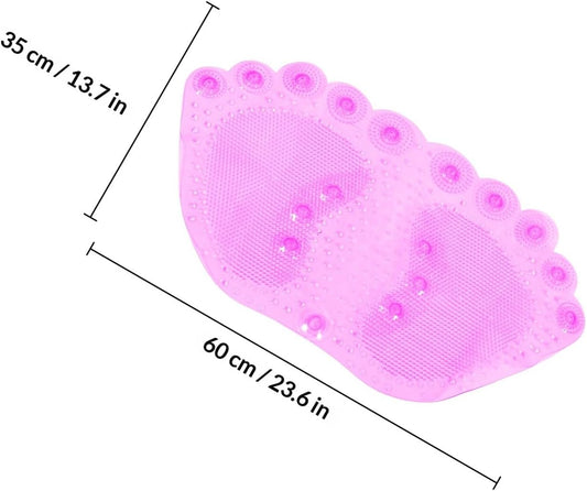 Abaodam Anti-Slip Bathroom Floor Mat with Suction Cups, Foot Massage Bath Cushion PVC, Non-Skid Entrance Rug for Shower and Home Safety, Pink
