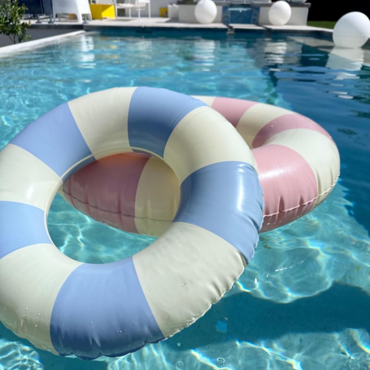 2PCS Floats for Adults Rings Striped Pool Float Large Swim Ring for Adults,35 Inch Classic Striped Teens Adult Inner Tubes Summer Beach Bachelorette Party